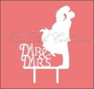 Cake Topper, Tortenaufsatz weiß, Brautpaar, Mr, Mrs