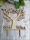 Tortenaufsatz, Cake Topper, Baum Herzform, Mr&Mrs