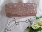 Umhängetasche, Clutch, Brauttasche, Farbe rosé mit Strass